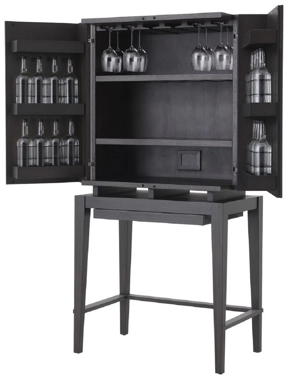 Luxury wine cabinet anthracite gray / bronze 82.5 x 51 x H. 168 cm - mahogany bar cabinet with 2 doors - bar furniture - luxury quality
