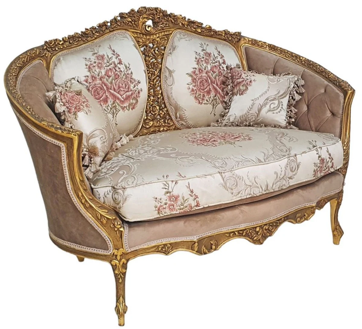 Baroque sofa brown / multicolored / antique gold - magnificent living room sofa in baroque style - living room furniture in baroque style - baroque furniture - baroque furnishings