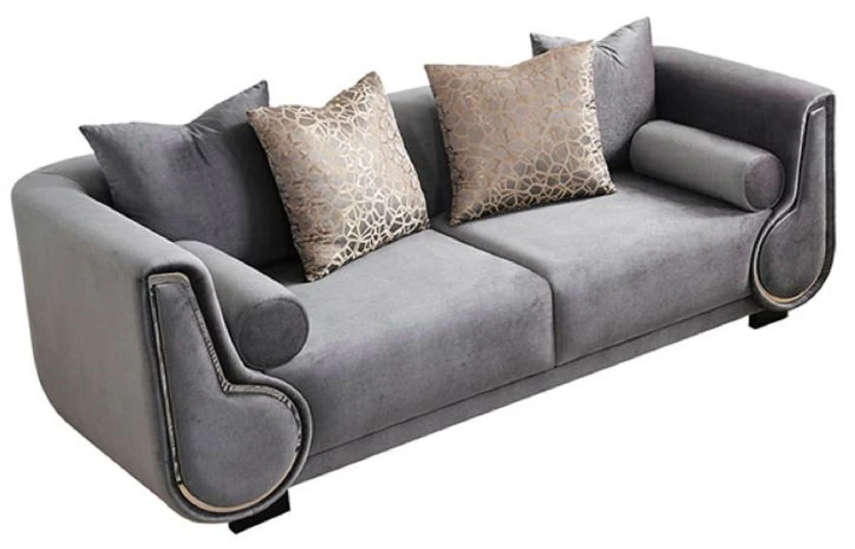 Luxury 3 Seater Sofa Gray / Silver / Black - Elegant Living Room Sofa - Luxury Living Room Furniture - Luxury Collection
