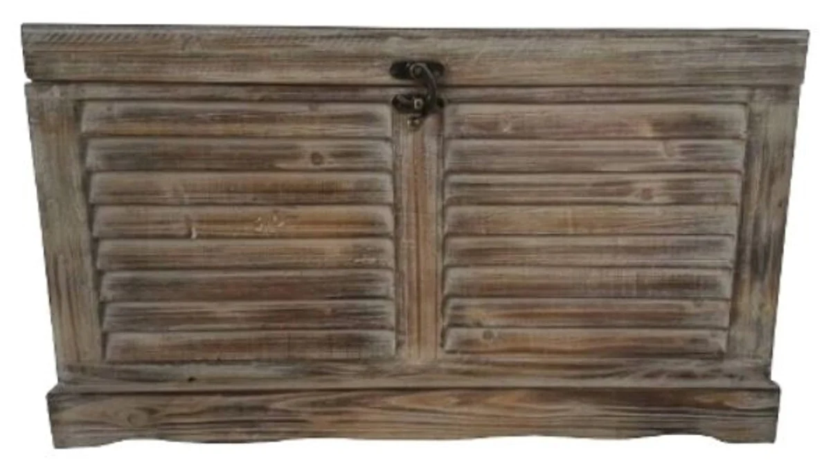 Country house style chests set of 2 natural colors - handmade wooden chests with slatted look