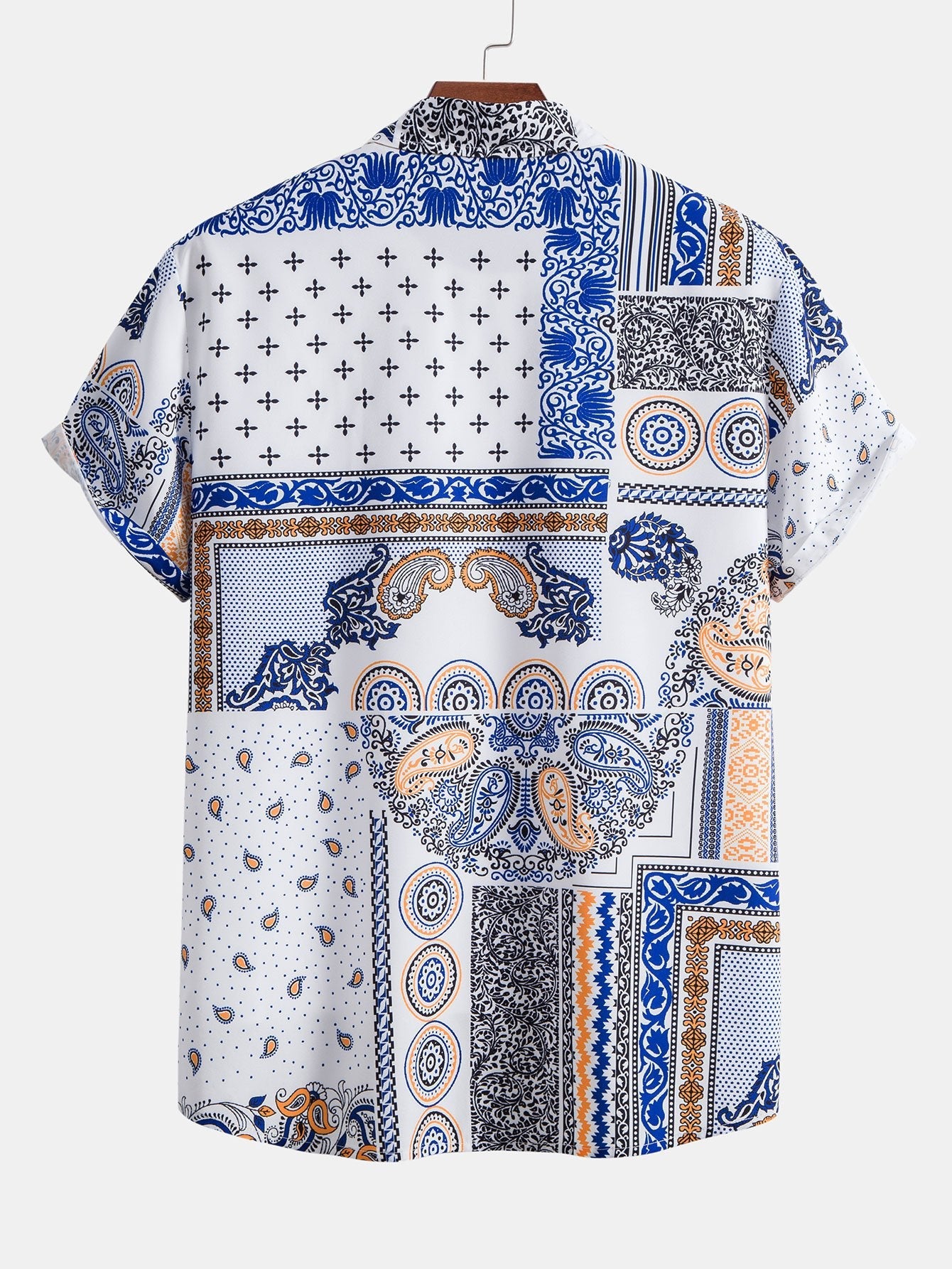 Paisley Patchwork Print Button Up Shirt & Swim Shorts