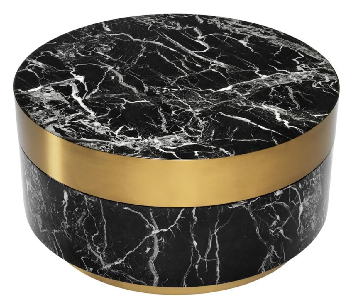Coffee table black / brass Ø 80 x H. 41 cm - luxury living room table