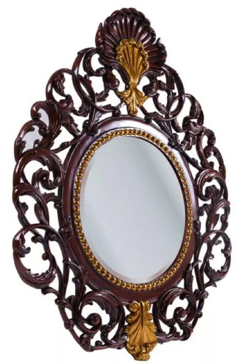 Luxury Baroque Mirror Dark Brown / Antique Gold - Handmade Mahogany Wall Mirror in Baroque Style - Luxury Furniture in Baroque Style - Baroque Furniture - Noble & Magnificent