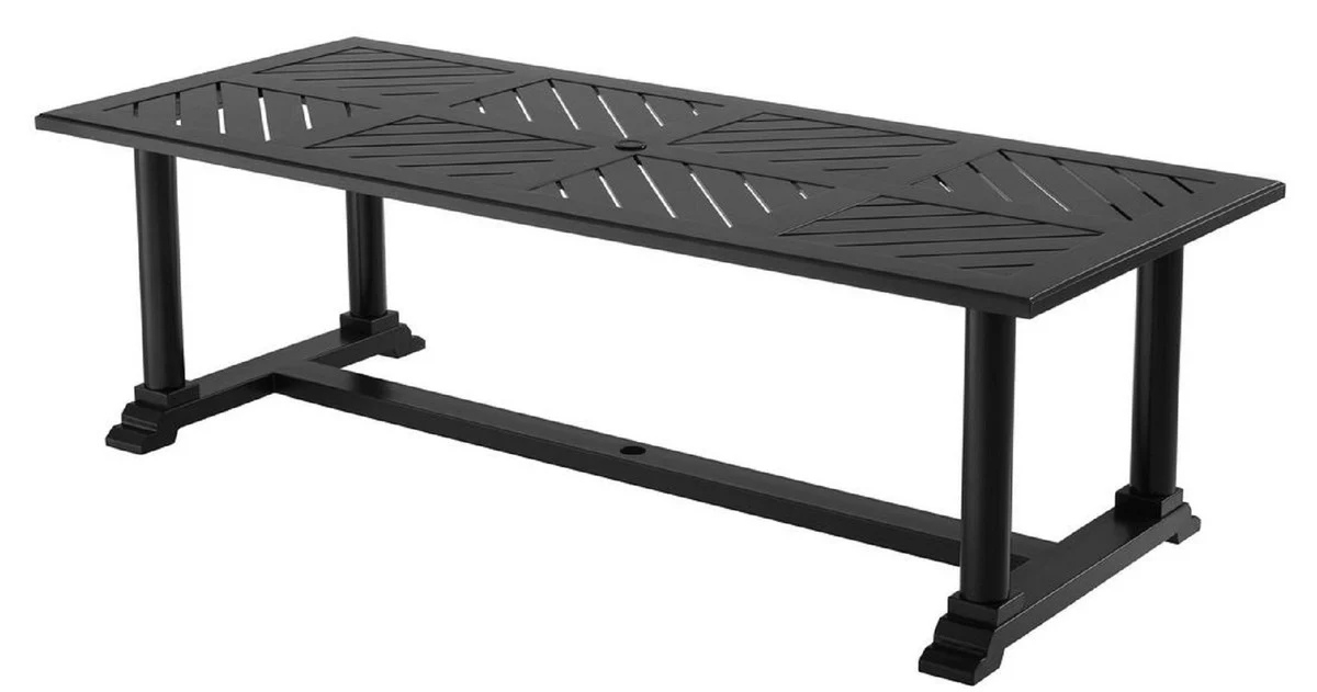 Luxury dining table matt black 240 x 103 x H. 75 cm - rectangular kitchen table made of high-quality, durable aluminum - garden table
