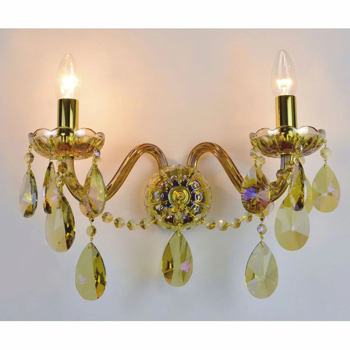 Luxury Baroque Crystal Double Wall Lamp Gold 38 x 20 x H. 25 cm - Baroque Lights