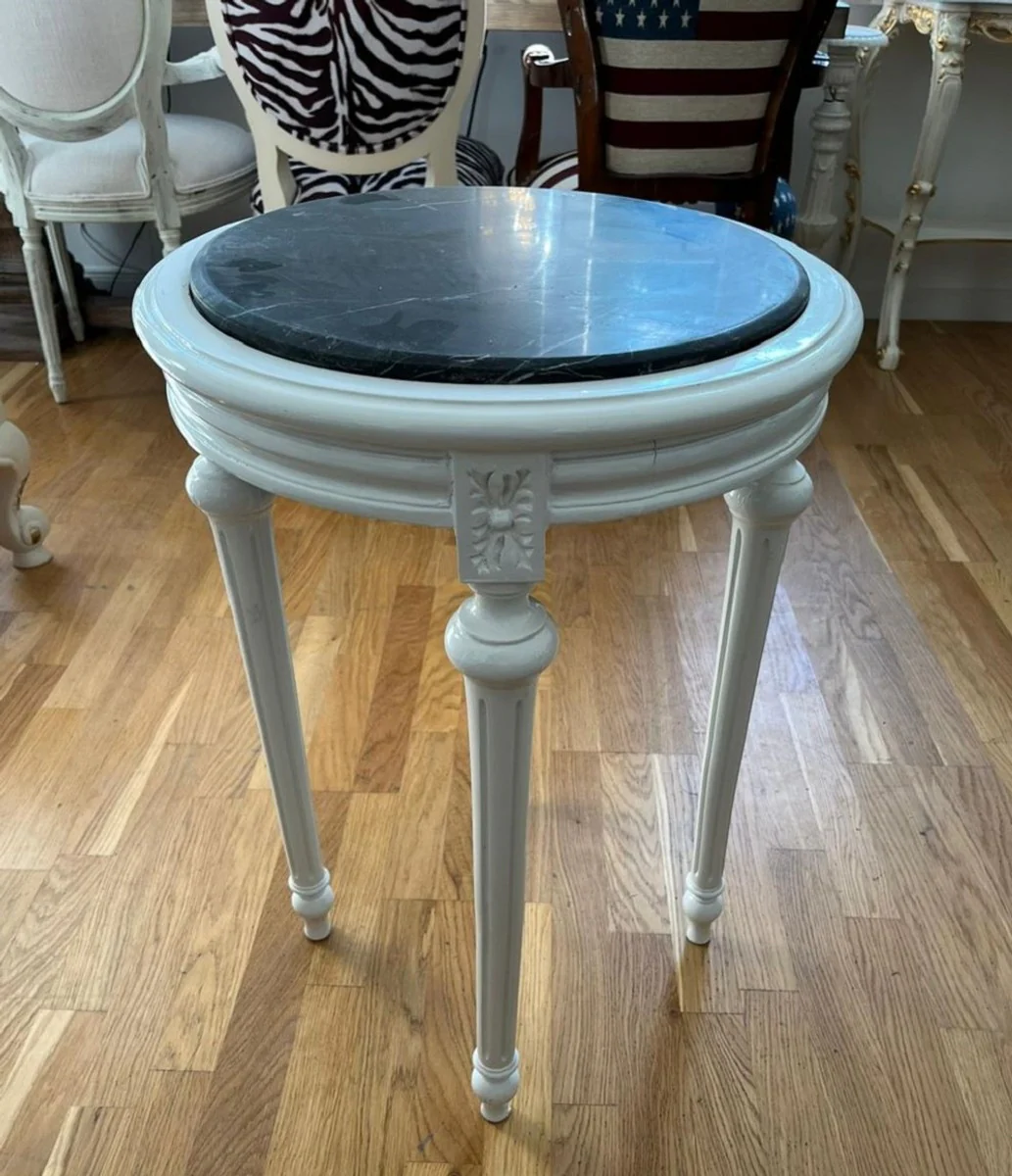 Baroque side table white / black - handmade antique style table with marble top - antique style furniture - living room furniture in baroque style - baroque furniture