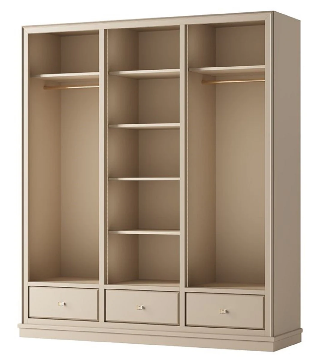 Luxury wardrobe beige 200 x 60 x H. 200 cm - Open bedroom wardrobe - Bedroom furniture - Hotel furniture - Luxury furniture - Bedroom furniture - Luxury furniture