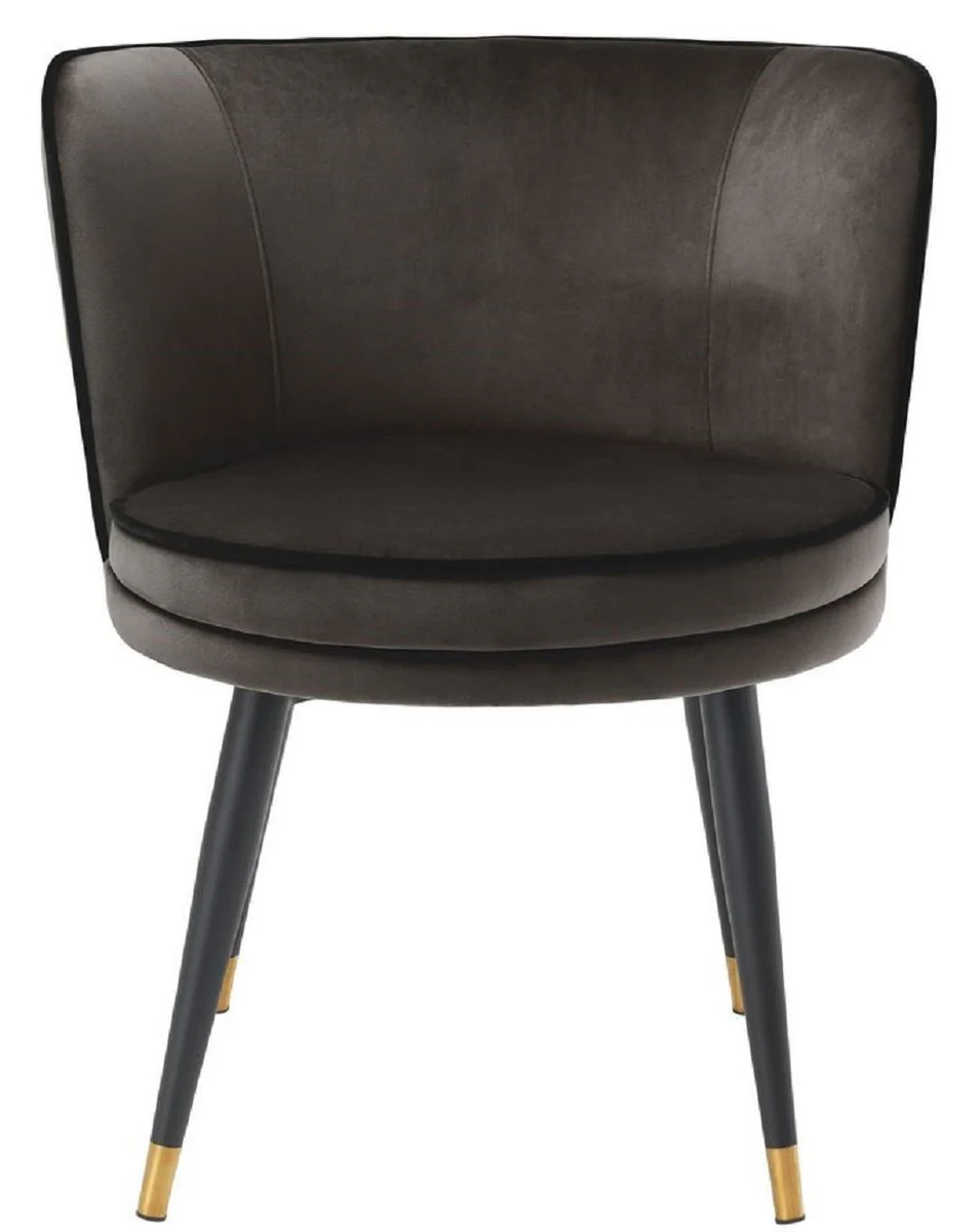 Luxury velvet dining chair with armrests dark gray / black / brass 62 x 62 x H. 76 cm - Swivel kitchen chair - Swivel chair - Vintage retro chair - Dining room furniture