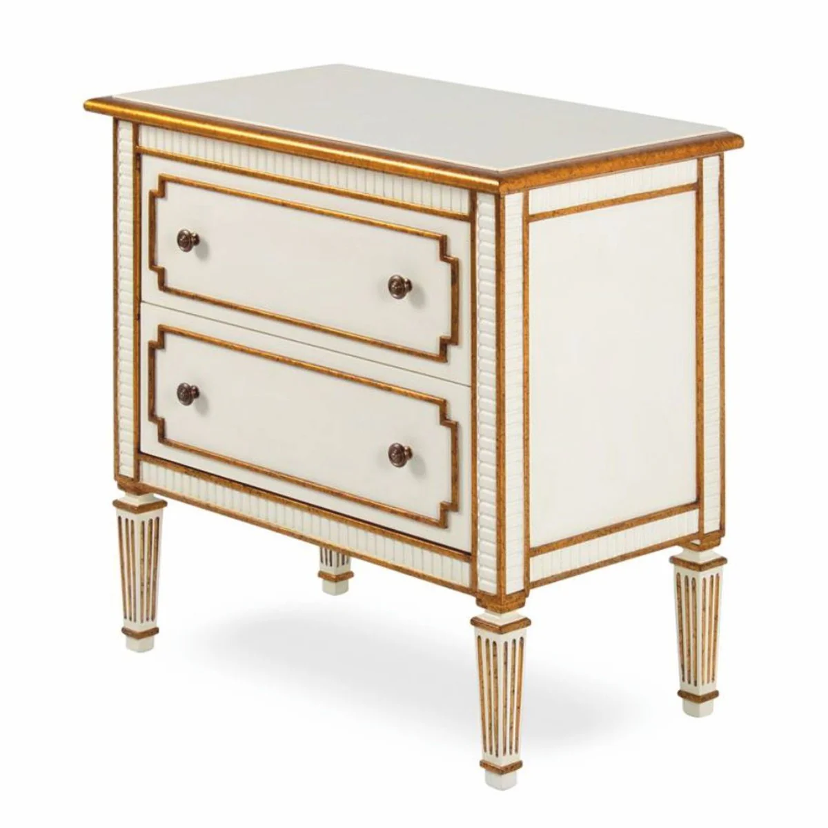 Luxury Baroque Nightstand Cream / Antique Gold - Baroque style bedroom furniture