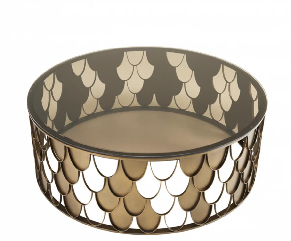 Art Deco Luxury Designer Coffee Table Antique Copper - Living Room Salon Table - Luxury Furniture