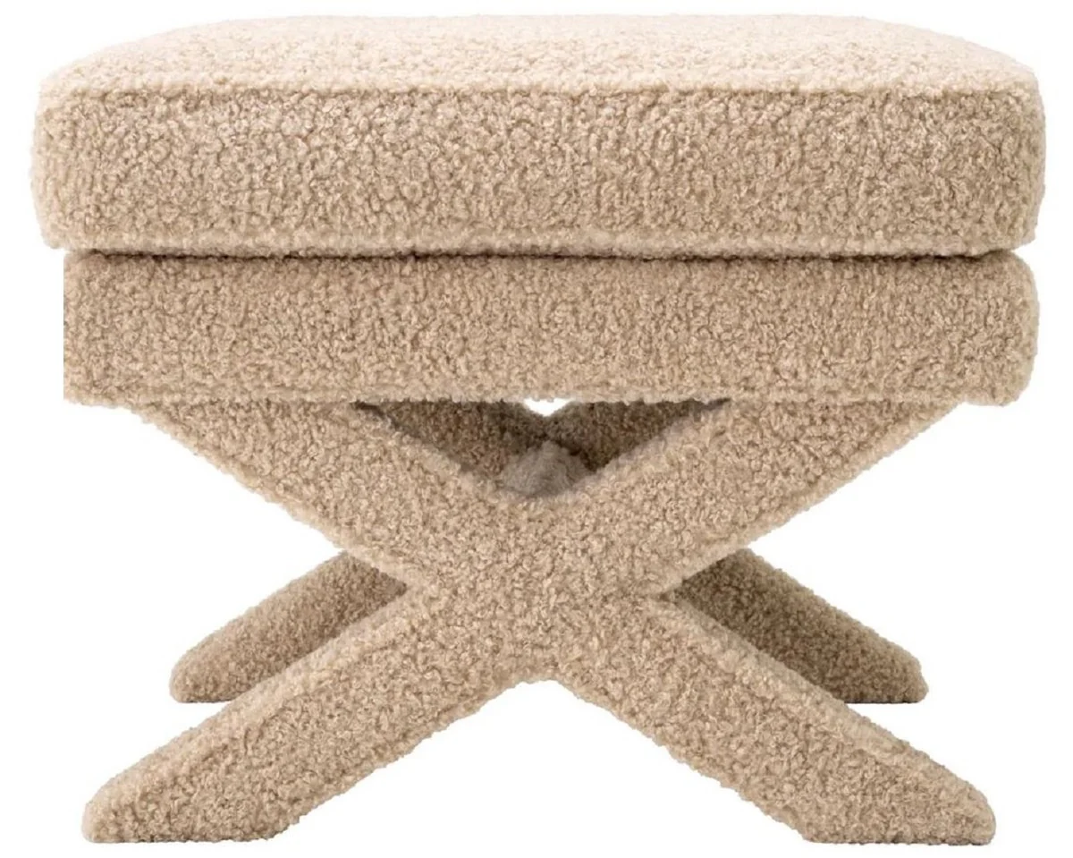 Luxury stool sand color - rectangular stool - cross stool - luxury furniture