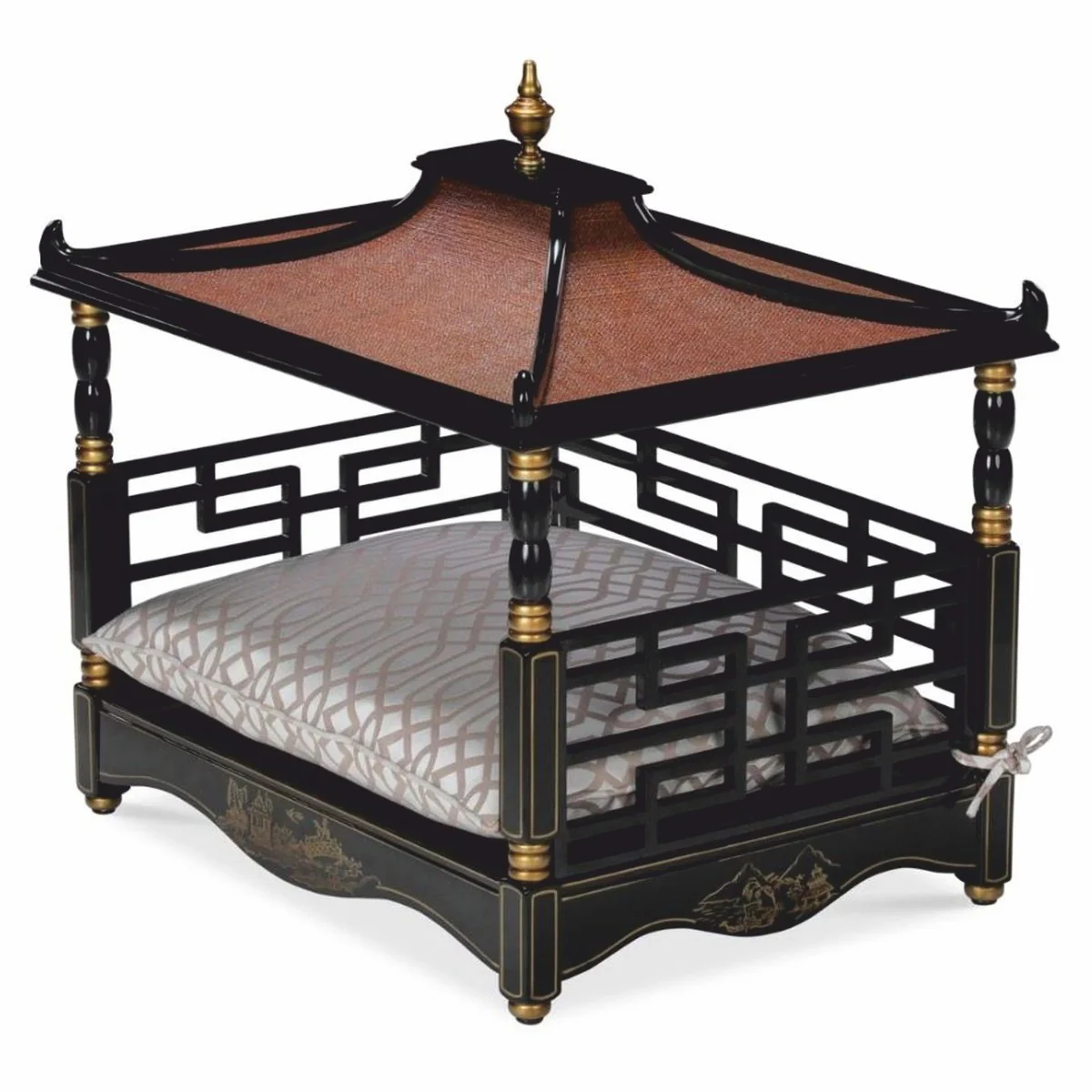 Luxury baroque dog bed in oriental style black / gold