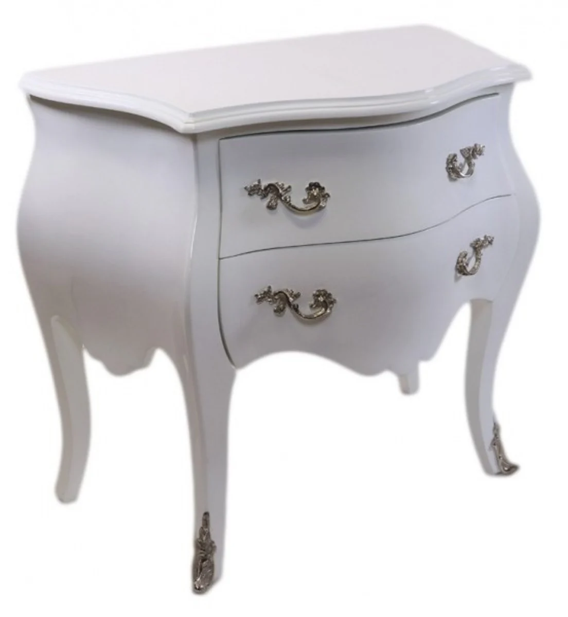 Baroque chest of drawers 80 cm white high gloss