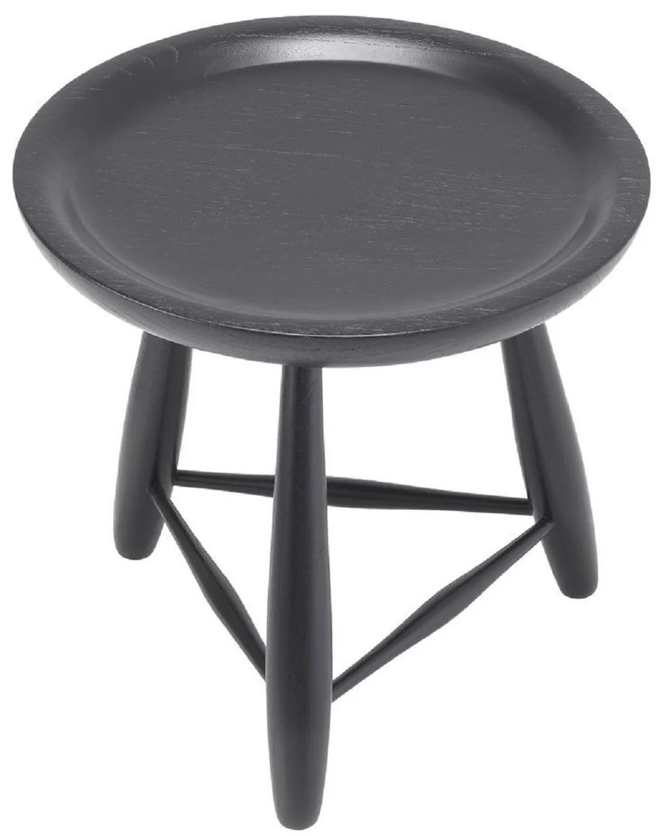 Luxury solid wood side table black Ø 38 x H. 44 cm - Round Mindi wood table - Luxury living room furniture