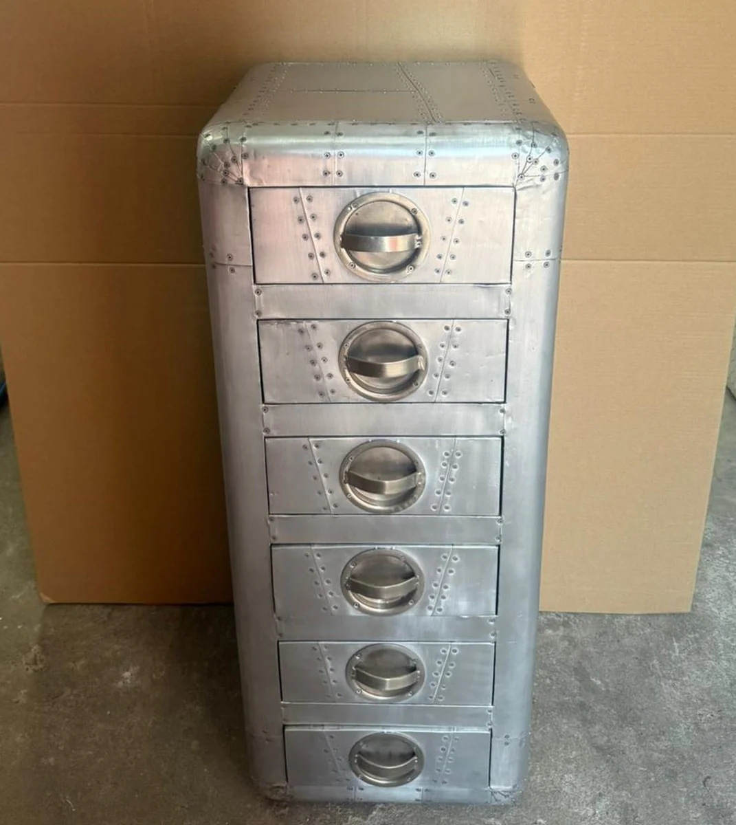 Aluminum chest of drawers with 6 drawers H. 100 cm - aluminum furniture