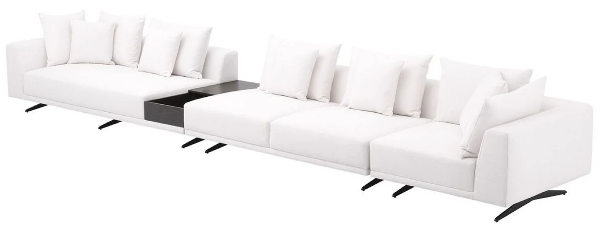 Luxury corner sofa white / bronze 340 x 292 x H. 64 cm - Elegant living room sofa with cushions - Luxury furniture - Luxury quality