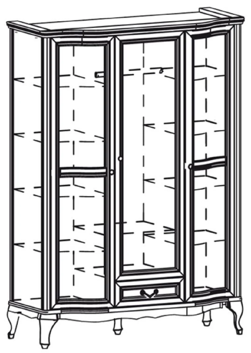 Luxury Art Nouveau bedroom wardrobe dark brown 147.8 x 63.5 x H. 206 cm - solid wood wardrobe with 3 doors and drawer - Baroque & Art Nouveau bedroom furniture