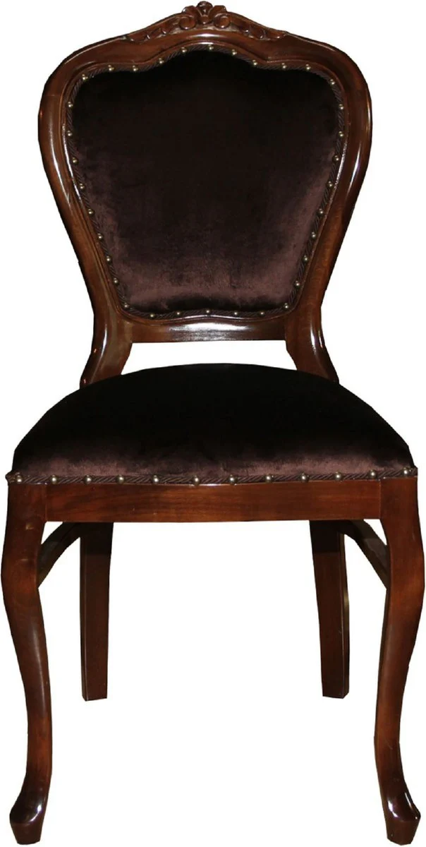 Luxury Baroque Dining Room Set Brown / Brown 45 x 46 x H. 99 cm - 6 handmade dining chairs - Baroque dining room furniture