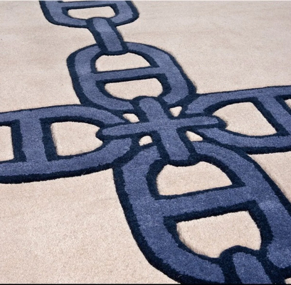Beautiful luxury rug made from 100% New Zealand wool, blue/cream, velvety soft 200 x 300 cm - high quality