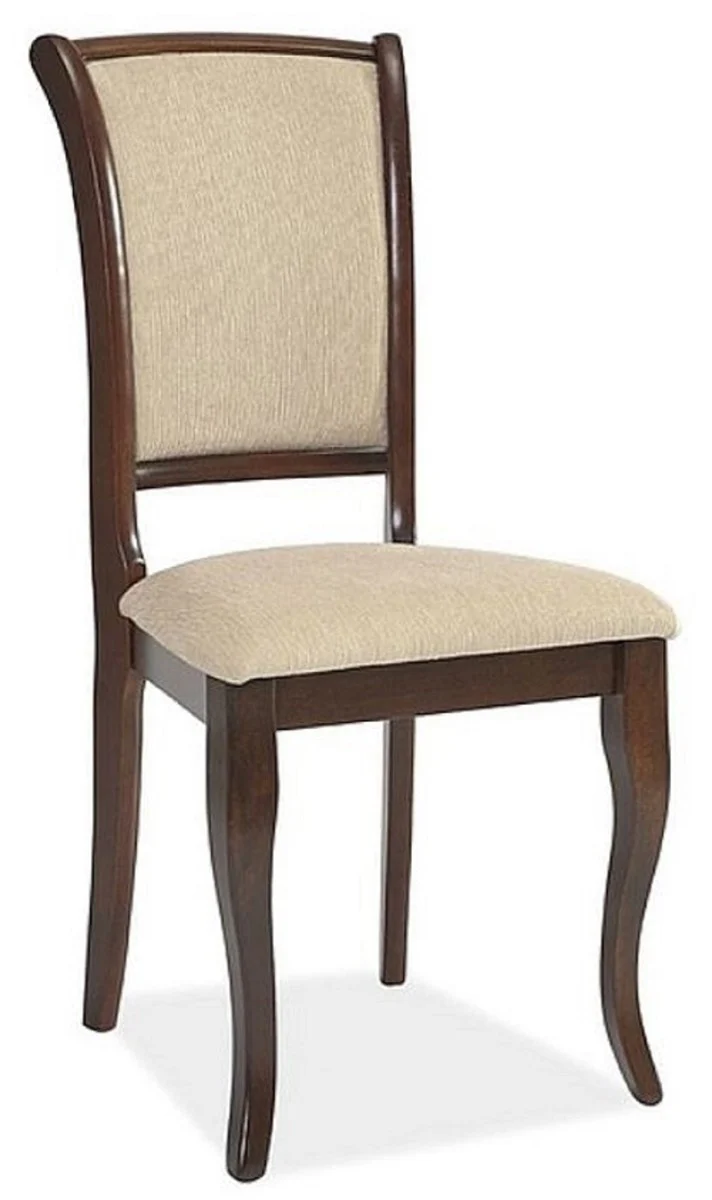 Art Nouveau dining room chairs set of 8 cream / dark brown 44 x 44 x H. 96 cm - Elegant solid wood kitchen chairs - Baroque & Art Nouveau dining room furniture