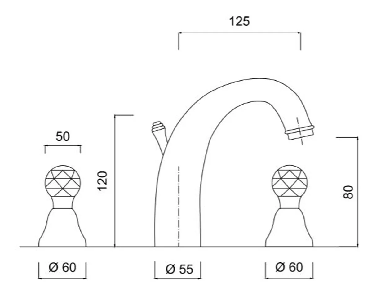 Luxury washbasin faucet / three-hole mixer with Swarovski crystal glass silver - luxury quality