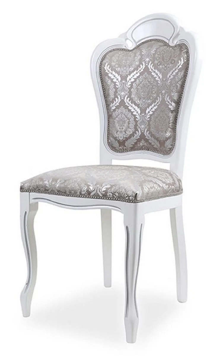 Luxury Baroque Dining Room Chair Set of 8 Gray / White H. 107 cm - Baroque Dining Room Furniture
