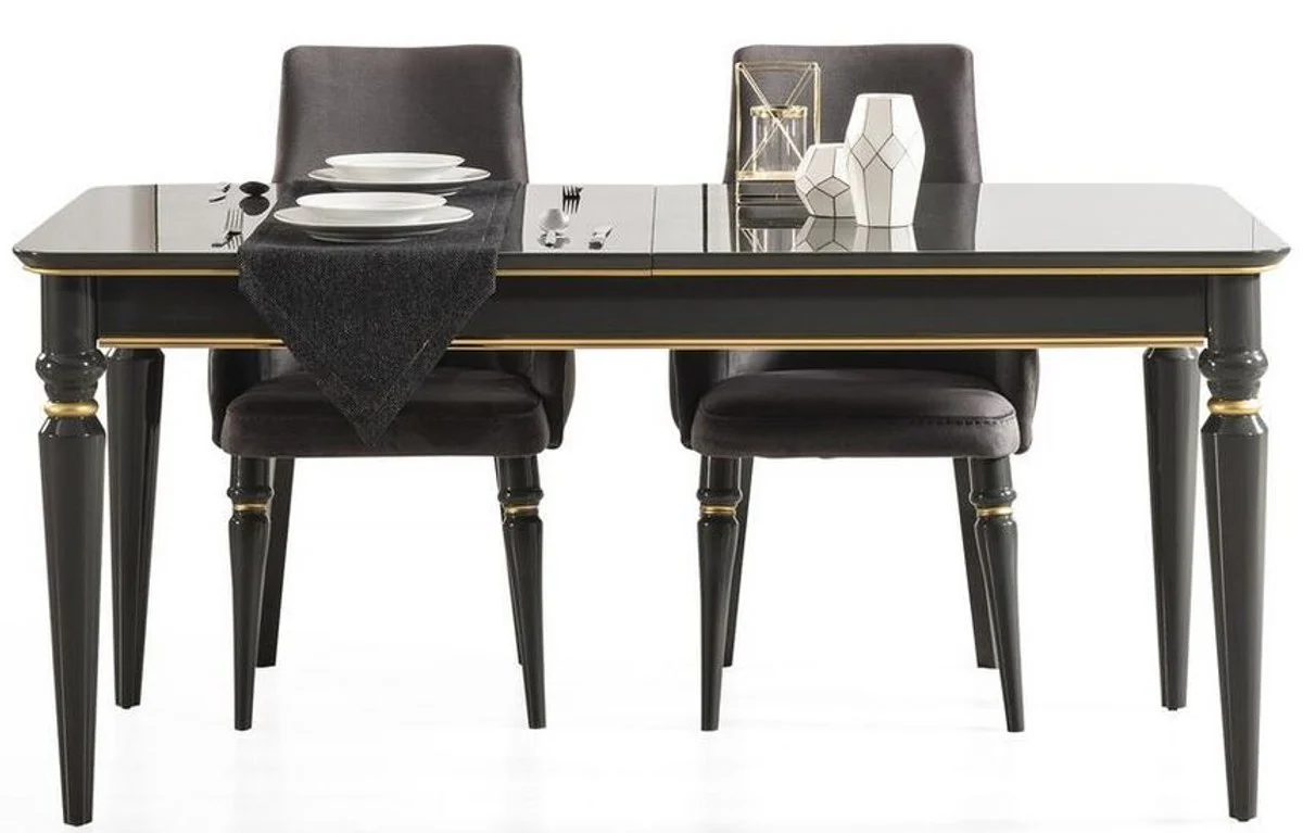 Luxury Art Deco dining room set gray / gold - 1 extendable dining room table & 6 dining room chairs - Art Deco dining room furniture - luxury quality