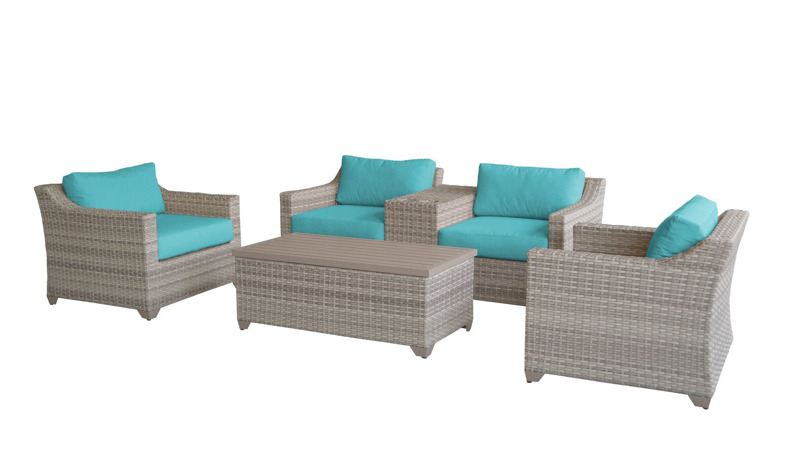 Falmouth Wicker/Rattan 4-person seating area with cushions