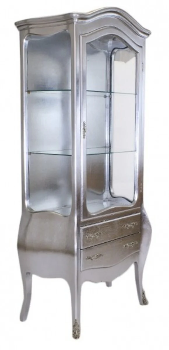 Baroque display cabinet silver / silver - glass display cabinet furniture cabinet