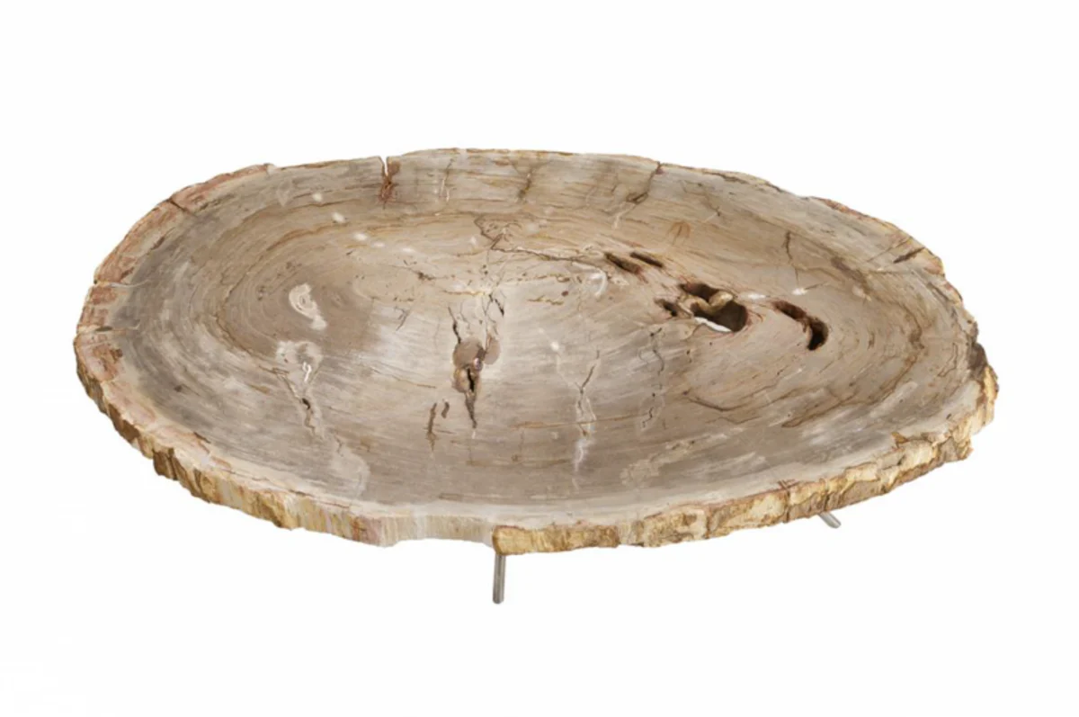 Luxury Art Deco Designer Coffee Table in Petrified Wood - Living Room Salon Table - Limited Edition