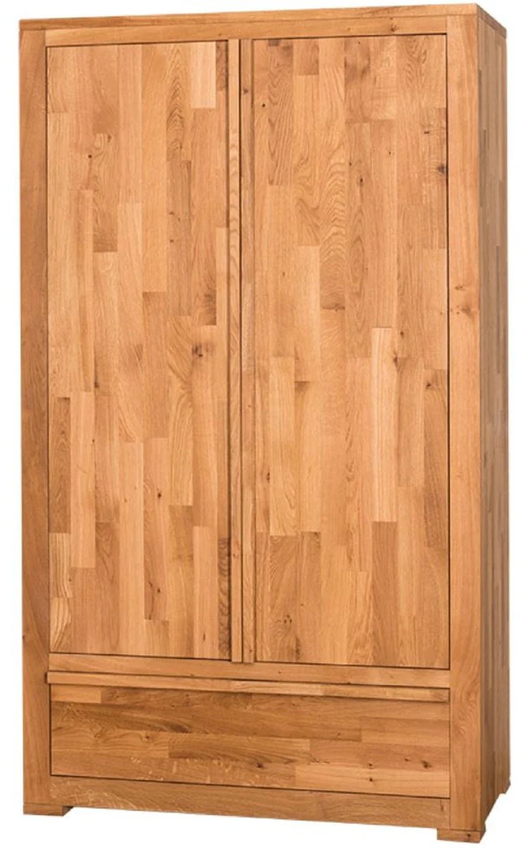 Country house style wardrobe natural colors 110 x 55 x H. 190 cm - oak wood bedroom cabinet with 2 doors and drawer