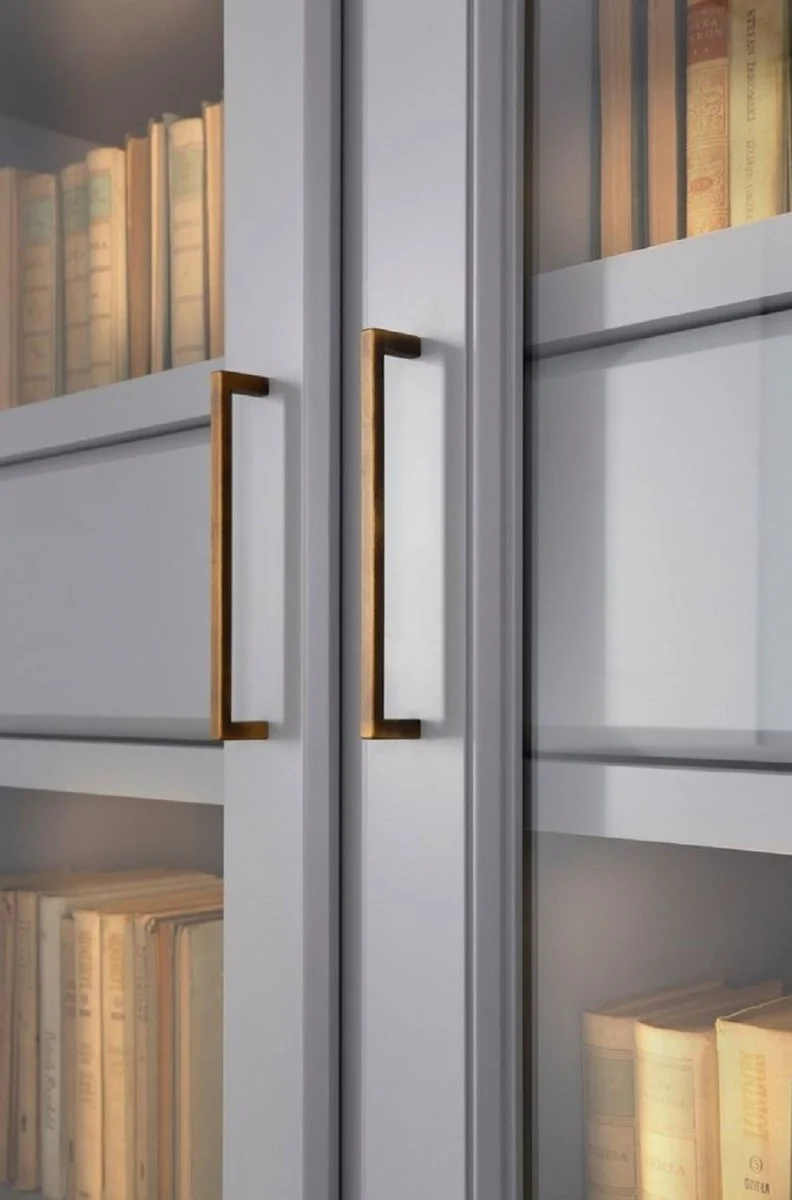 Luxury bookcase with 3 doors and LED lighting gray 200 x 45 x H. 230 cm - solid wood cabinet - living room cabinet - shelf cabinet - office cabinet - luxury furniture - luxury furnishings