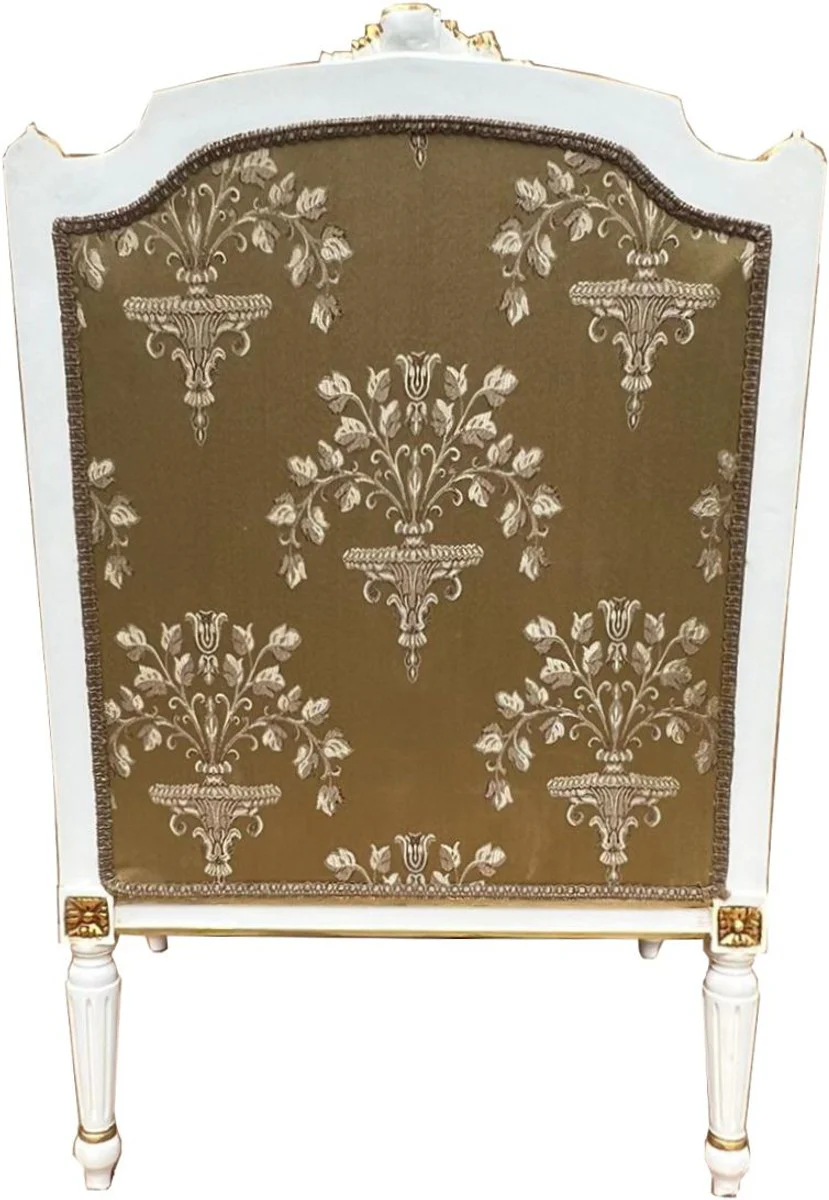 Baroque Lounge Throne Armchair Empire Gold Pattern / White / Gold - Interior Living Room Furniture