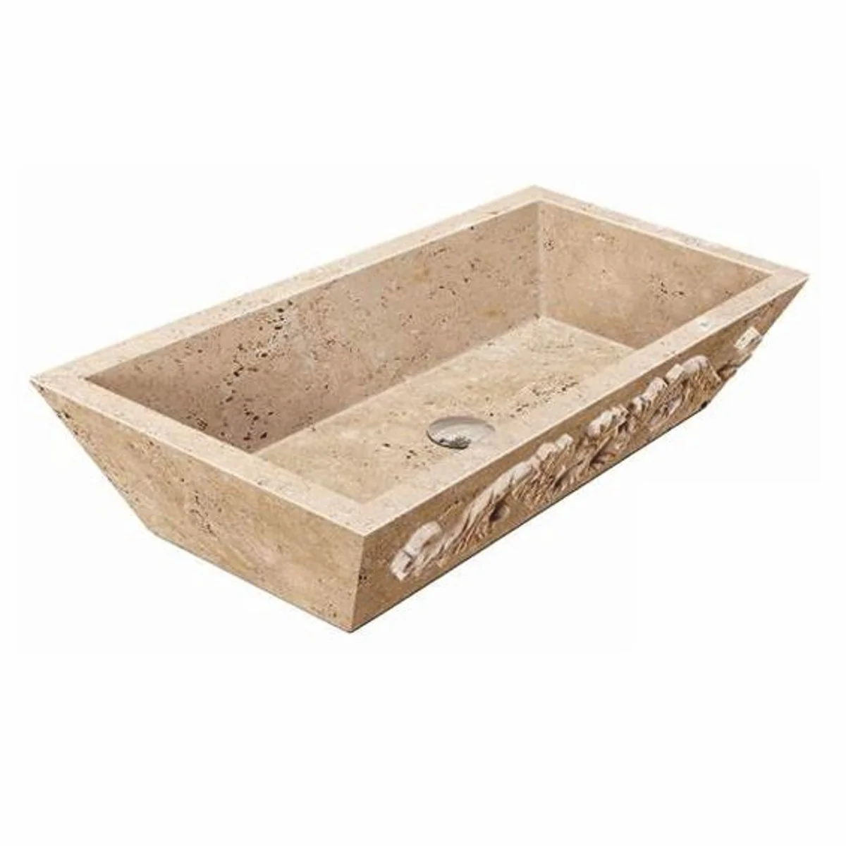 Art Nouveau Travertine Wash Basin Bowl Beige 70 cm - Bathroom Accessories