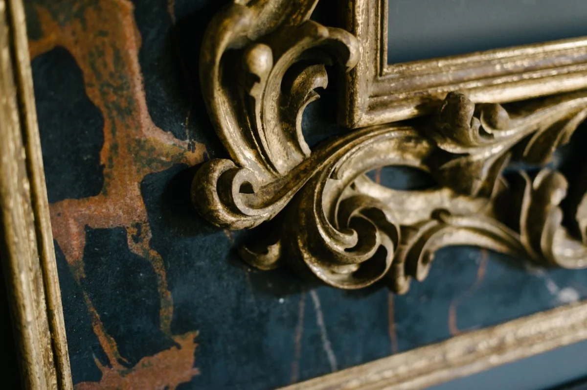 Luxury Baroque Mirror Antique Gold / Black - Rectangular Italian Baroque Style Wall Mirror - Baroque Furniture - Luxury Furniture in Baroque Style - Luxury Quality - Made in Italy