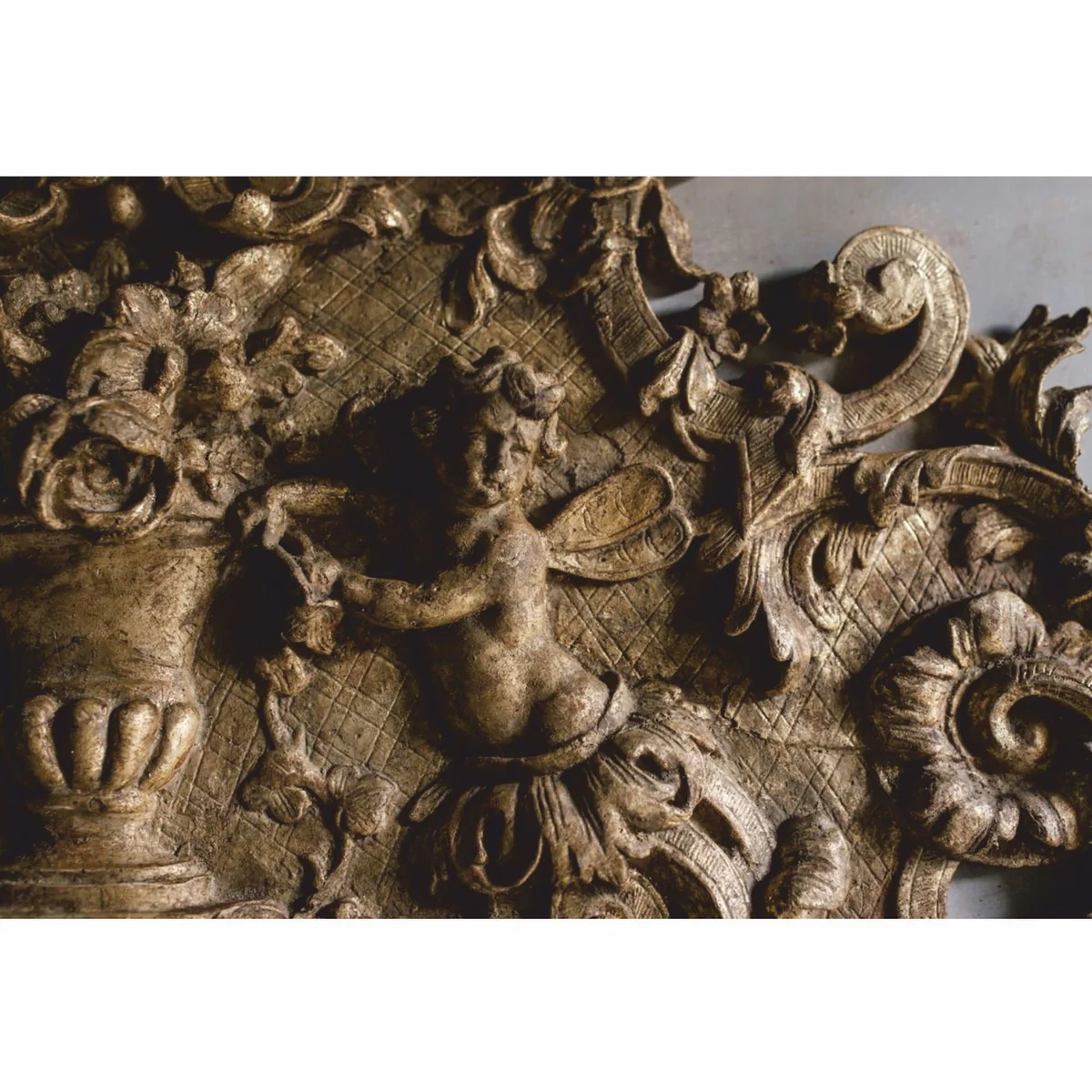 Luxury Baroque Mirror Gray / Antique Gold H. 187 cm - Made in Italy