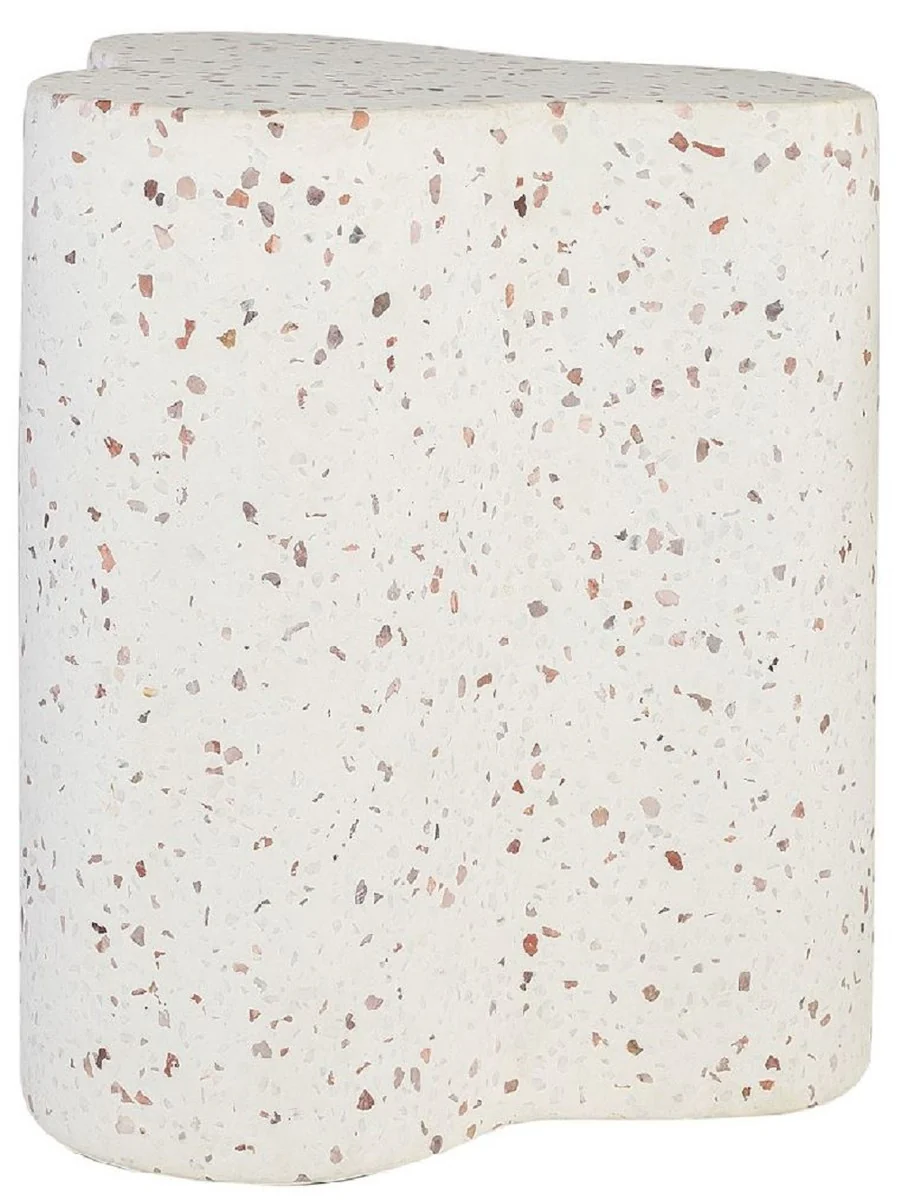 Luxury terrazzo natural stone side table / stool white 41.5 x 41.5 x H. 45 cm - living room furniture - hotel furniture - natural stone furniture - luxury furniture - luxury furnishings