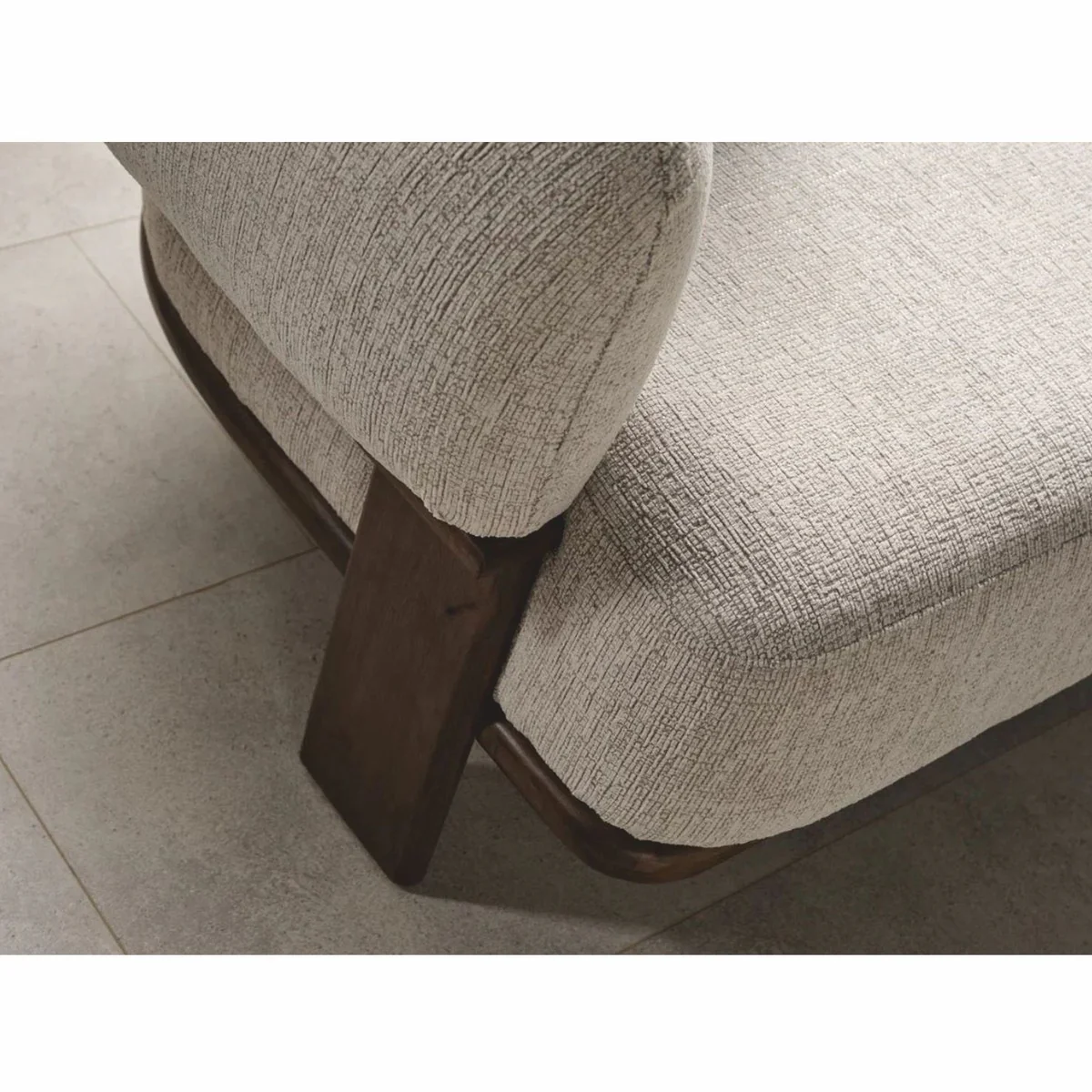 Luxury living room & hotel sofa light gray / dark brown 230 cm - luxury furniture