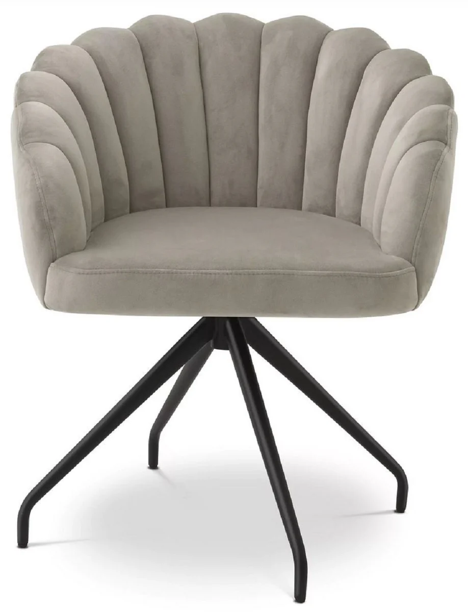 Luxury dining room chair Greige / Black 65.5 x 64 x H. 78.5 cm - Swivel chair with elegant velvet fabric - Dining room furniture - Luxury furniture - Luxury furnishings - Dining room furnishings