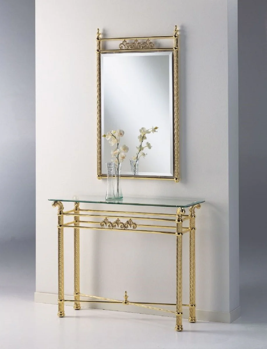 Luxury brass mirror 64 x H. 106 cm - Rectangular brass wall mirror - Cloakroom mirror - Luxury furniture - Hotel furniture - Luxury quality - Made in Italy