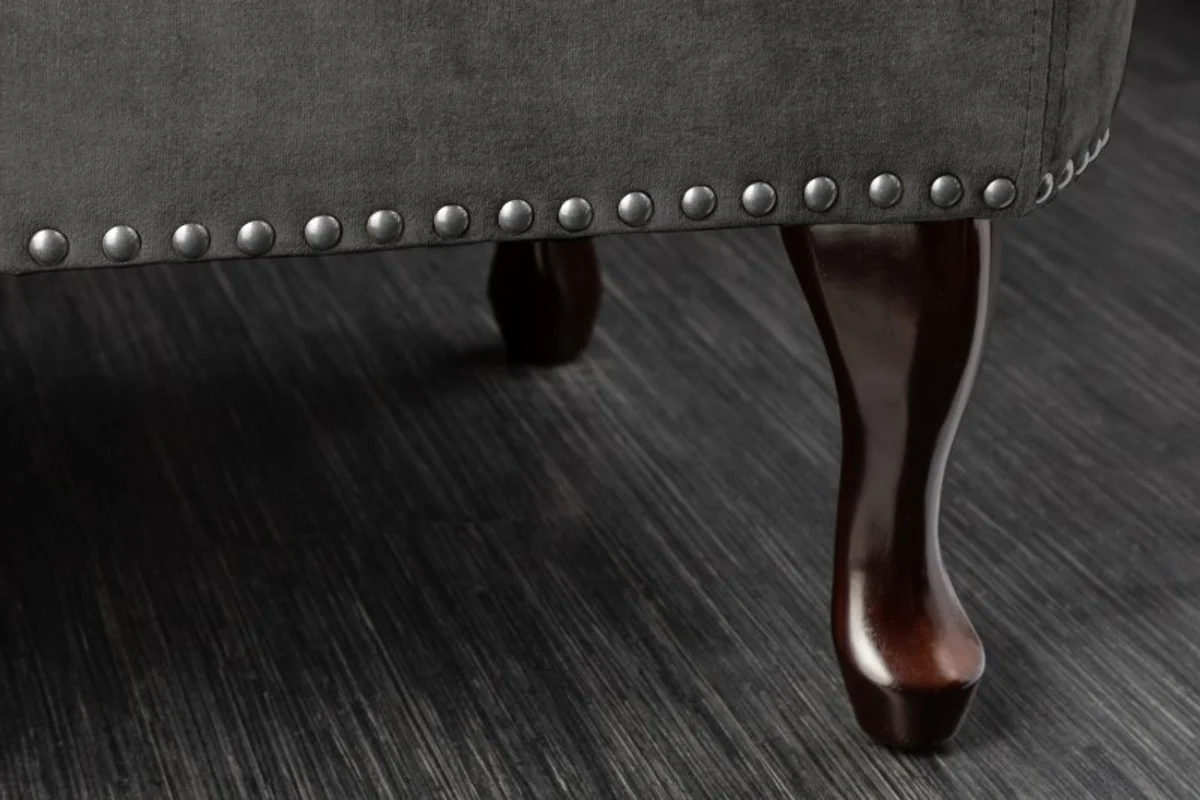 Chesterfield chaise longue dark gray / brown from the house - living room lounger sofa