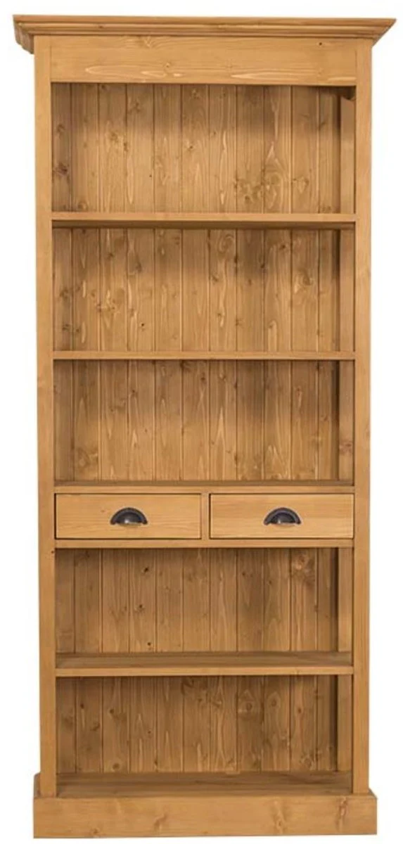 Country house style shelf cabinet natural colors 90 x 39 x H. 197 cm - country house style cabinet with 2 drawers