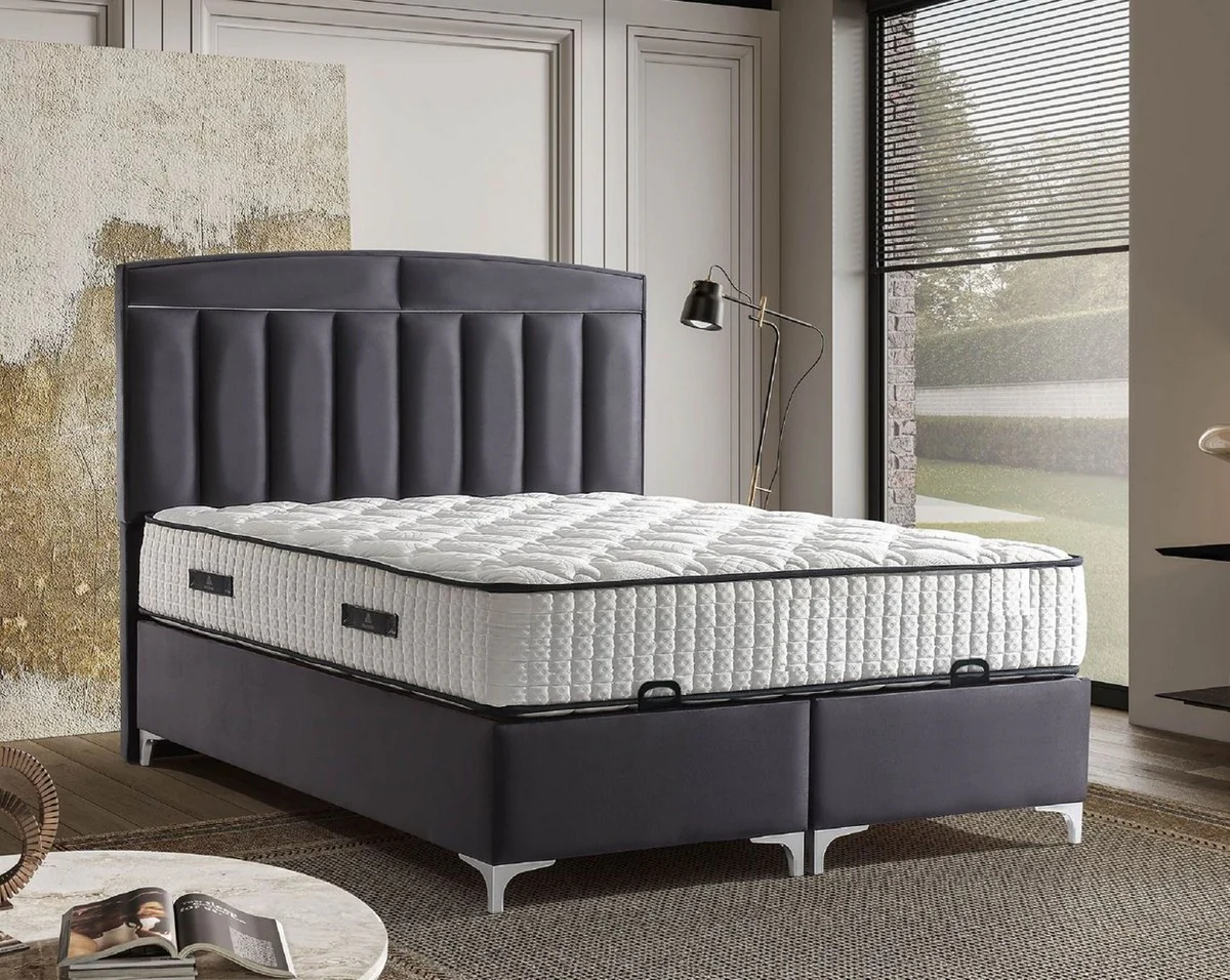 Luxury double bed purple / white - various sizes - solid wood bed with headboard and mattress - bedroom furniture - hotel furniture - luxury furniture