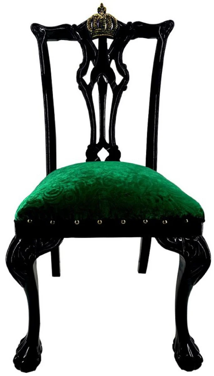 Pompöös by Luxury Baroque Dining Room Chairs Green Bouquet Pattern / Black / Gold - Pompöös Baroque Chairs designed by Harald Glööckler - 6 Dining Room Chairs - Baroque Dining Room Furniture