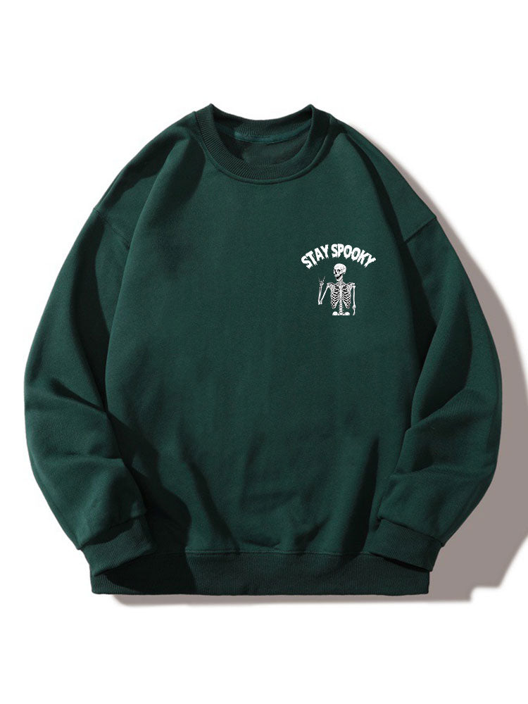 Halloween Funny Skeleton Print Relaxed Sweatshirt