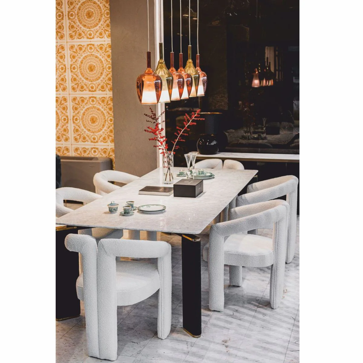 Luxury dining room chair with armrests white 60 x 65 x H. 80 cm