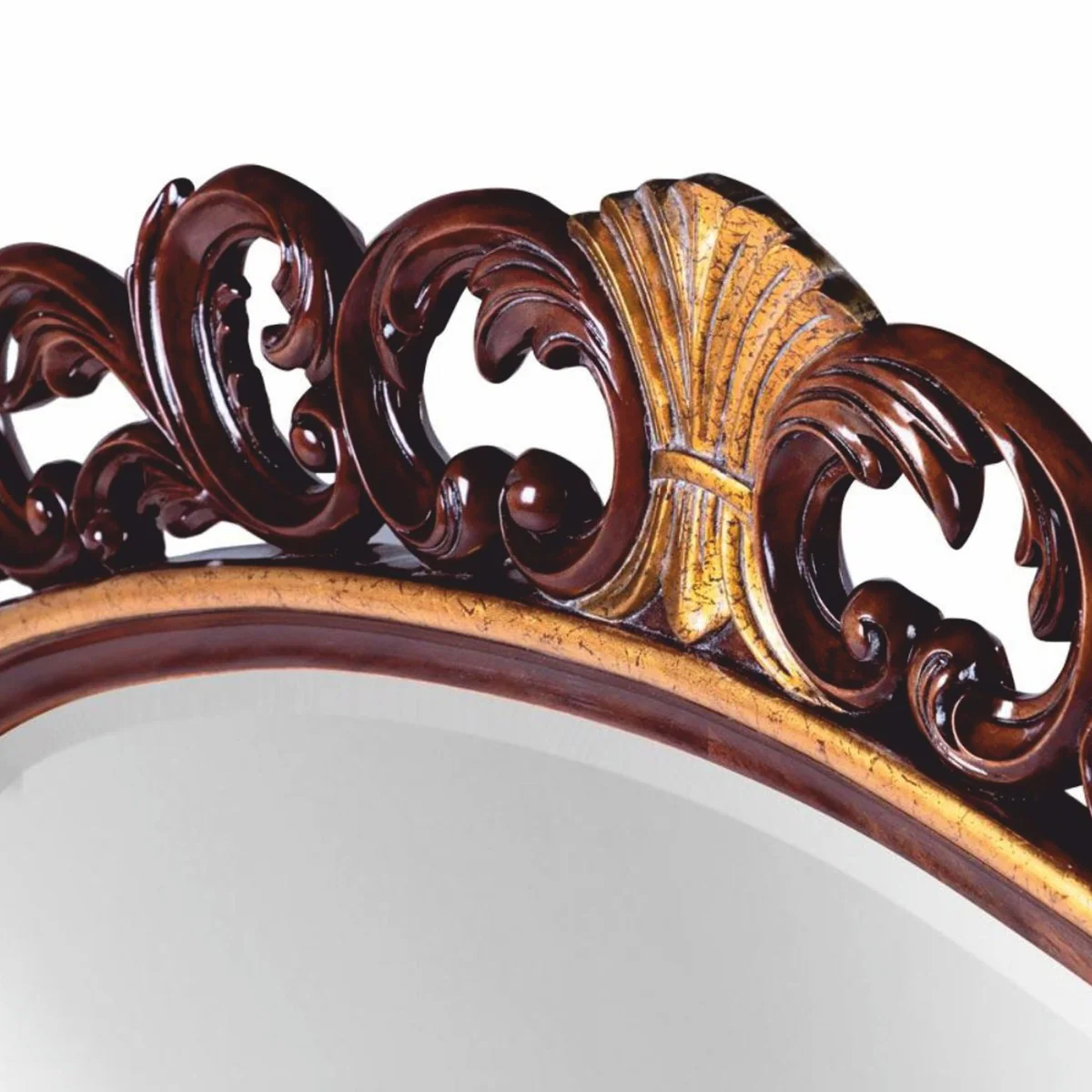 Luxury Baroque Mahogany Mirror Dark Brown / Antique Gold 135 cm - Baroque Furniture