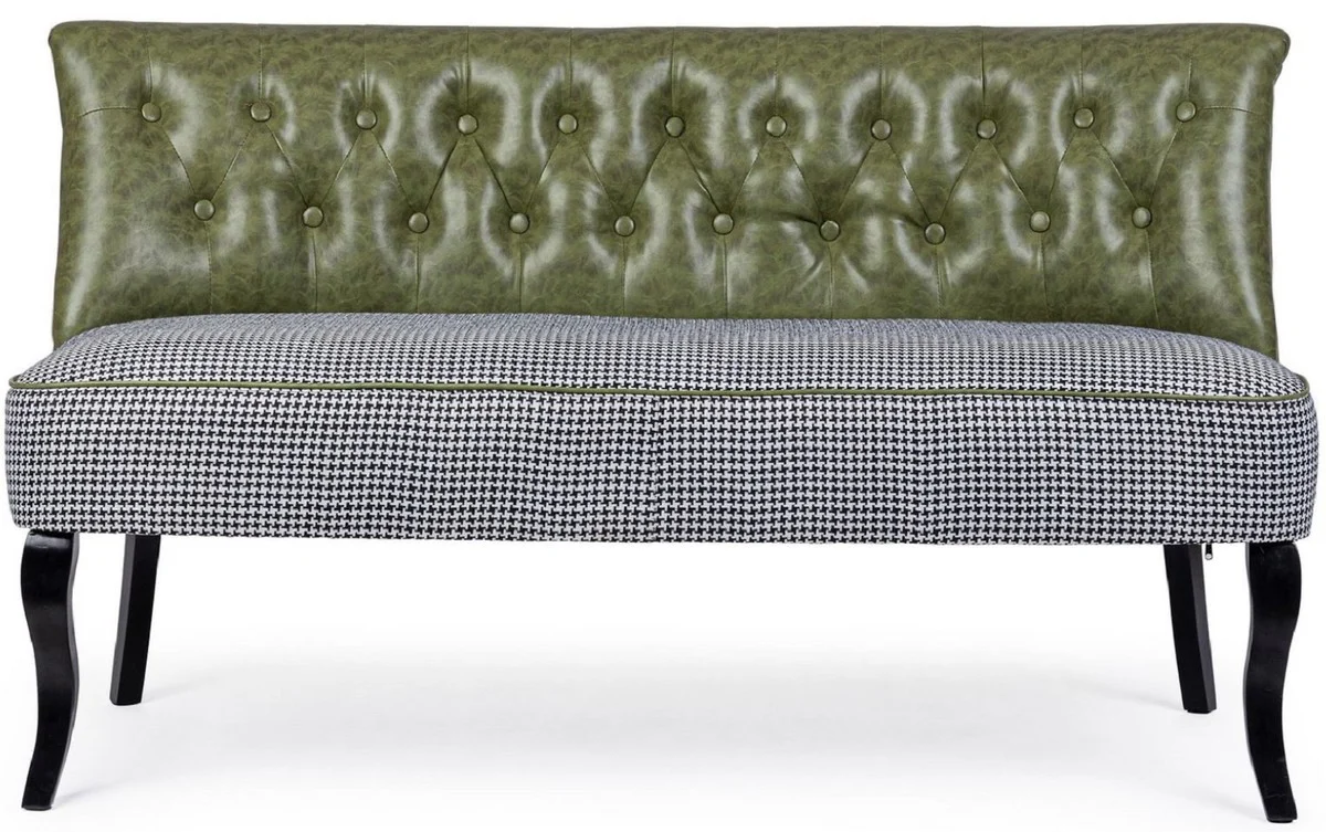 Luxury Chesterfield faux leather sofa dark green / white / black 136 x 66 x H. 76 cm - living room sofa - living room furniture - Chesterfield furniture - luxury furniture - luxury furnishings