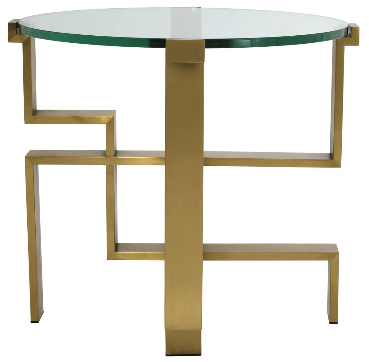 Luxury side table brass Ø 60 x H. 54.5 cm - Round stainless steel table with glass top - Luxury furniture - Living room furniture - Hotel furniture - Luxury furnishings - Living room furnishings