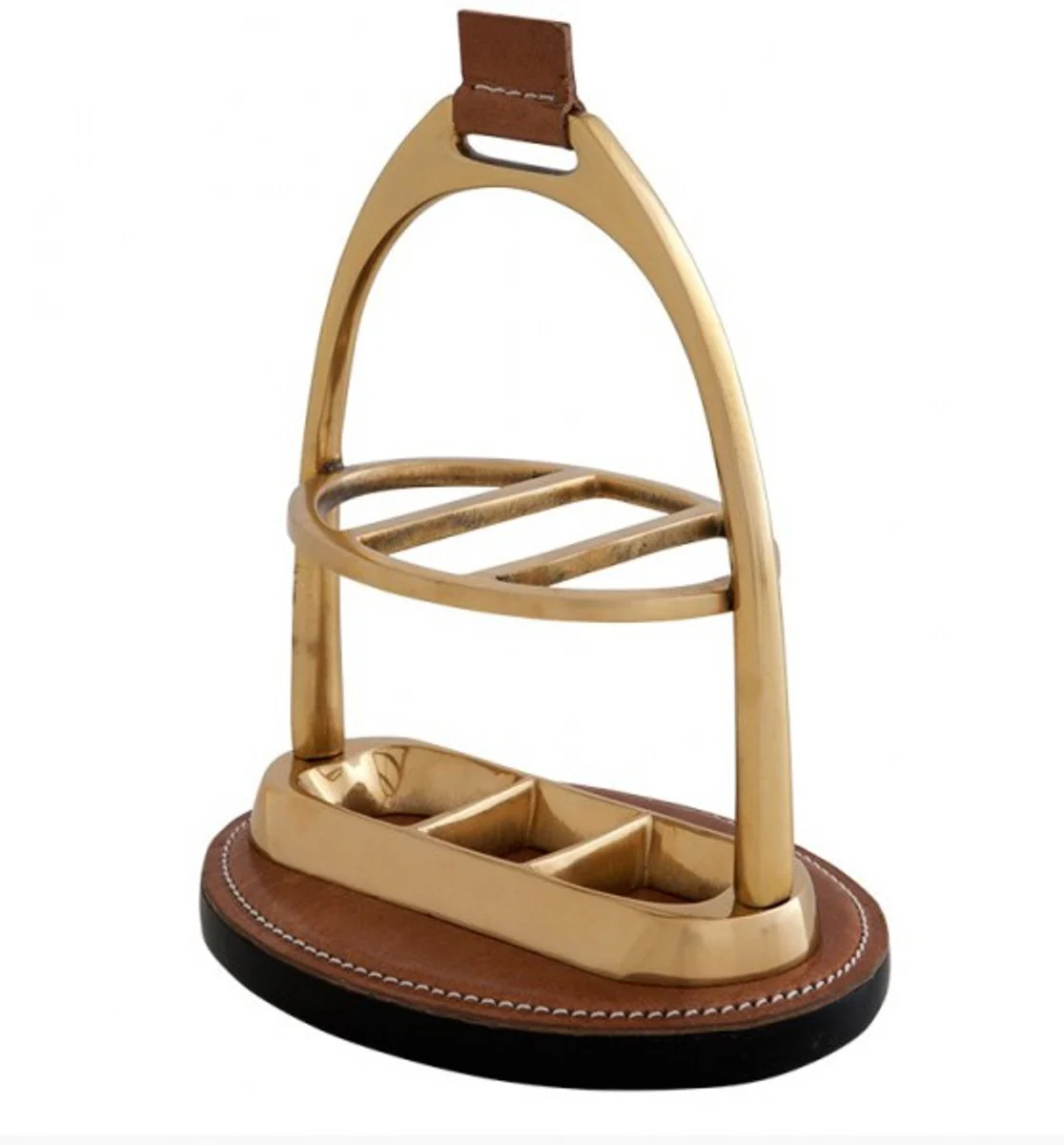 Luxury desk set: letter stand and pen stand made of brown genuine leather, ballpoint pen stand - card stand